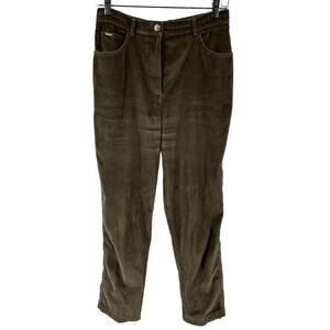 VTG St. John Sport by Marie Gray Velvet Pants Y2K Straight Pockets Zip Brown 4